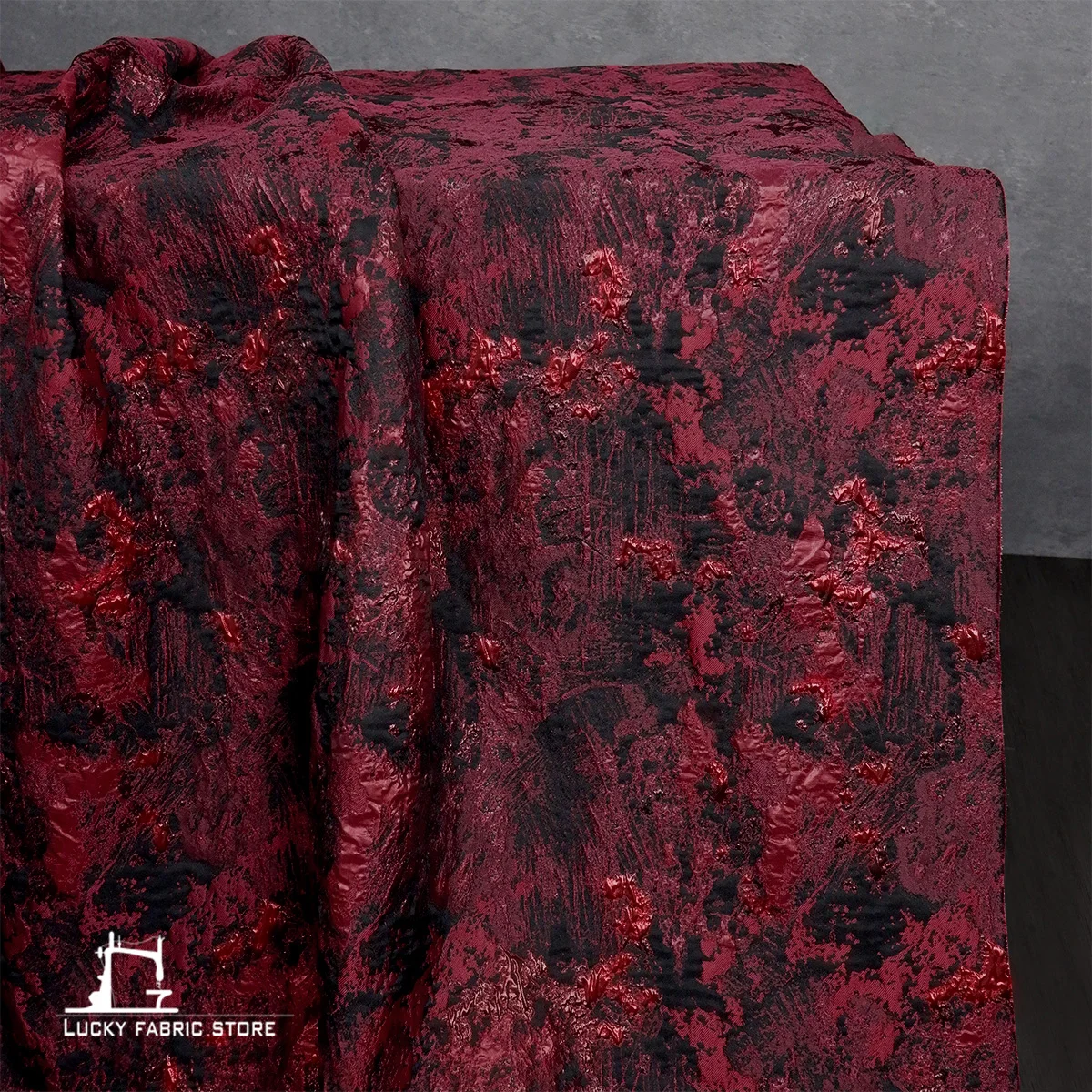 Red volcanic rock, reef relief, three-dimensional stone grain, jacquard texture, fabric, clothing cloth, DIY designer fabric