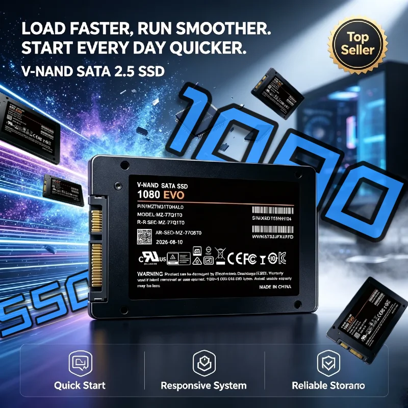 1080 EVO SSD, 500GB/1TB/2TB, Builtin Solid State Drive, HDD Hard Drive, Laptop, PC, Desktop, SATA III, 2.5-Inch MLC, Disco Duro 