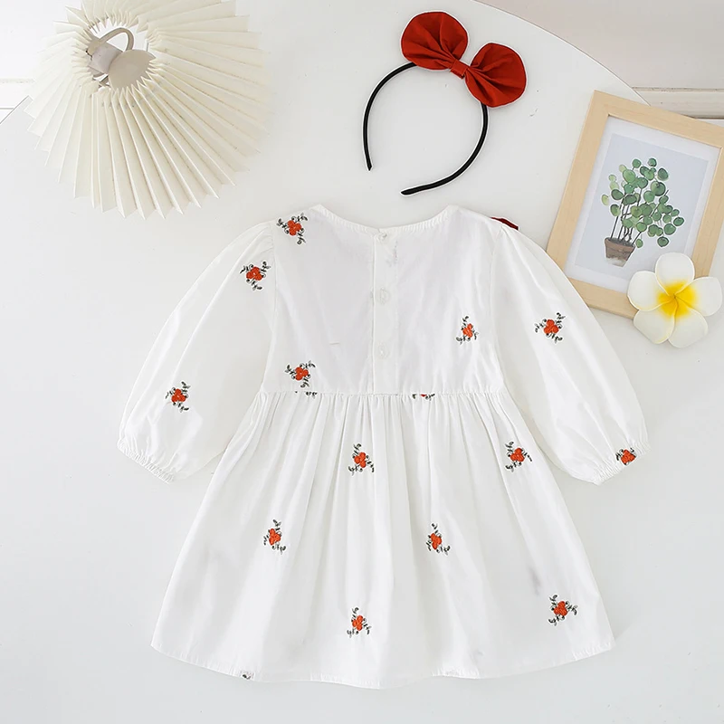 Spring Autumn  Girls Sister Clothes Baby Long Sleeves Rompers Kids Girls Floral Princess Dresses Girls Sister Clothes