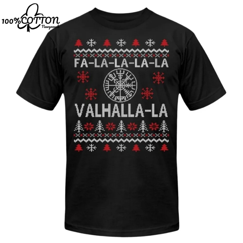 LE Valhalla La Norse Vegvisir Rune Ugly Christmas Sweater T-Shirt Cotton O-Neck Short Sleeve Casual Unisex T-shirt