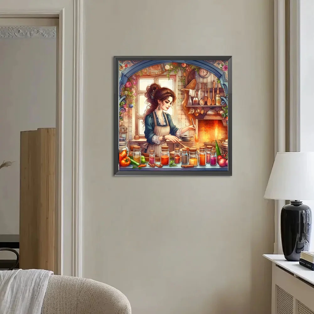 Diy Cooking Lady Diamond Painting Cross Kits Full Round Square Diamond Mosaic Embroidery Living Room Bedroom Decoration Gifts