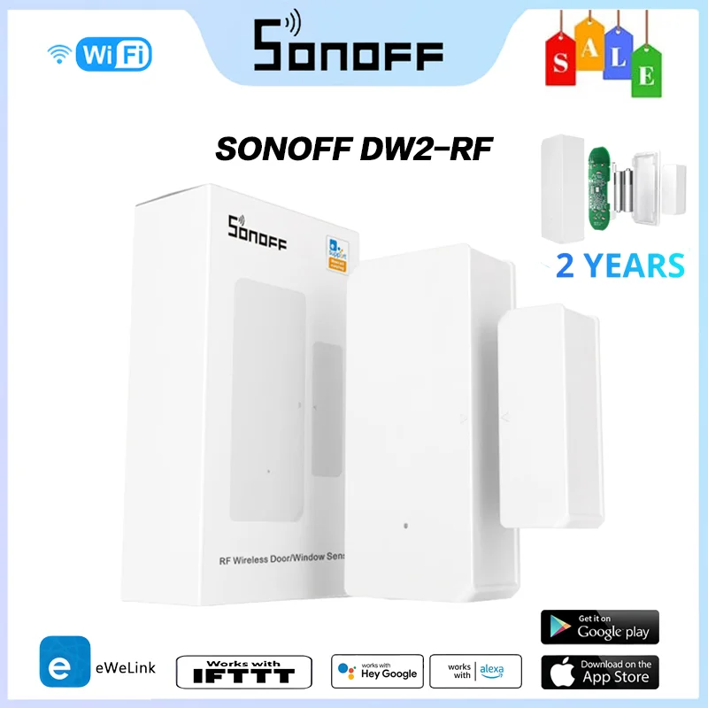 SONOFF DW2 RF 433Mhz Wireless Door Window Sensor Notification Alerts For Smart APP Home Security Alarm Works SONOFF RF Bridge