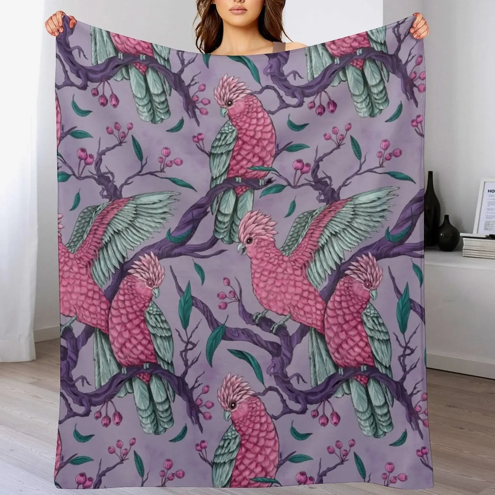 Pretty in Pink Galahs Throw Blanket Soft Warm Blanket Gift for Men Women Adults