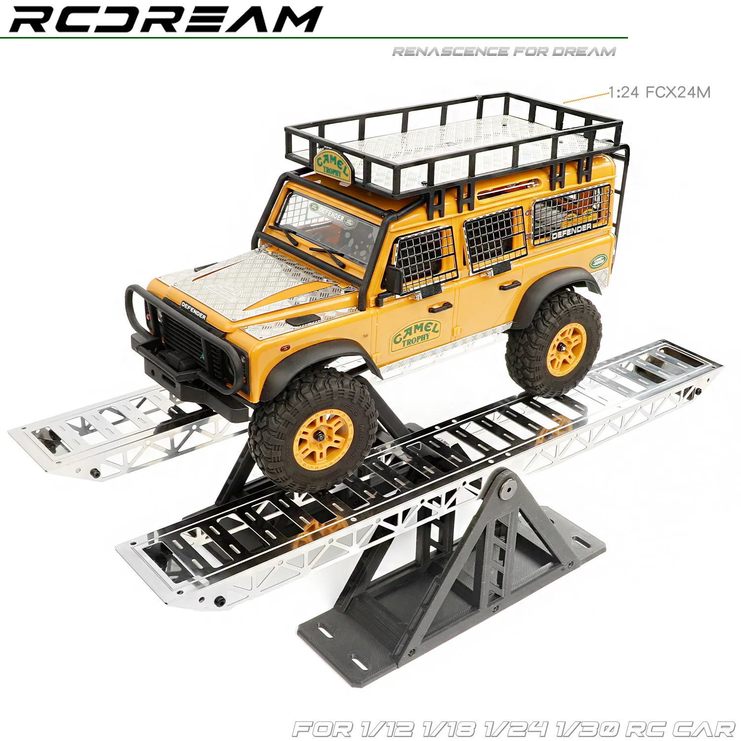 RCDream 1/18 1/24 1/30 Scale Seesaw Obstacle Ramp Barricade Desktop Rock Crawler Scene Props Track for TRX4M FCX24M Scx24 SCX30