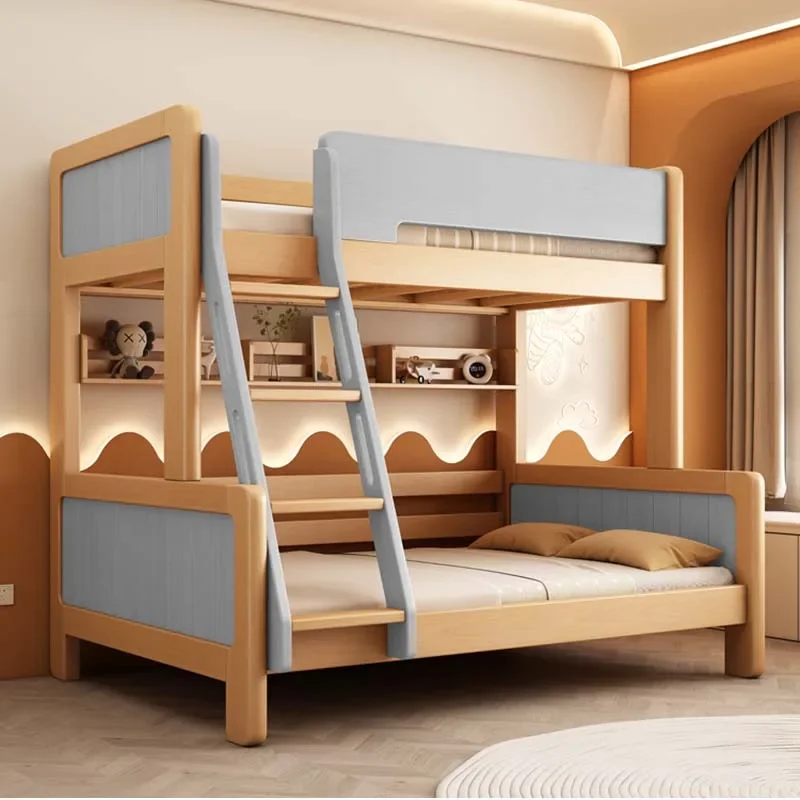 Cama de plataforma multifuncional para crianças, madeira maciça, cama de casal, pequeno mobiliário moderno, armazenamento para crianças e meninas,