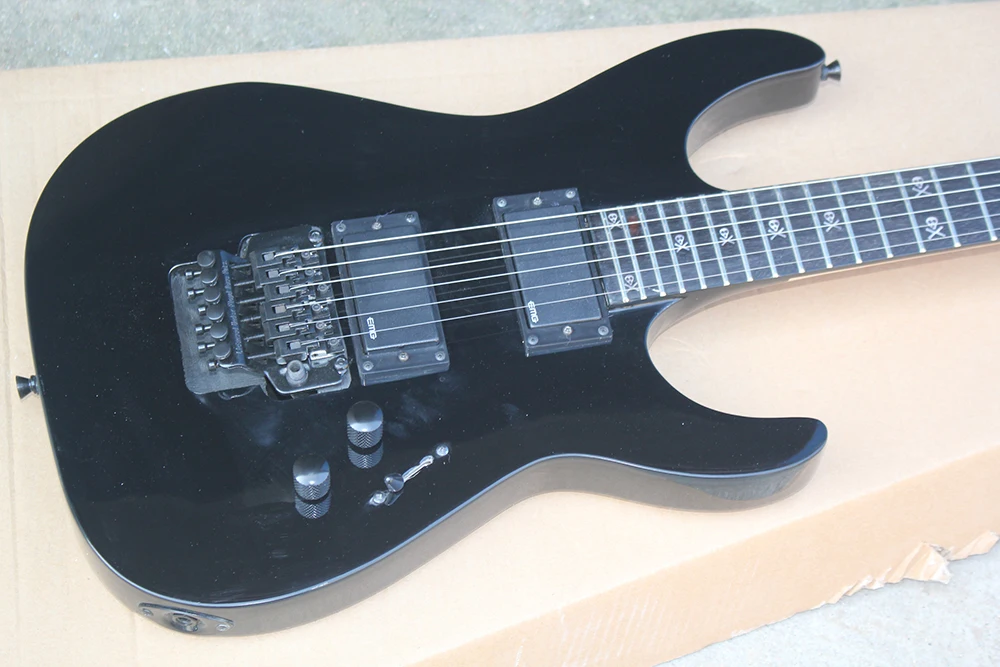 Black Electric Guitar with Tremolo Bar,24 Frets, Rosewood Fretboard,Customizable