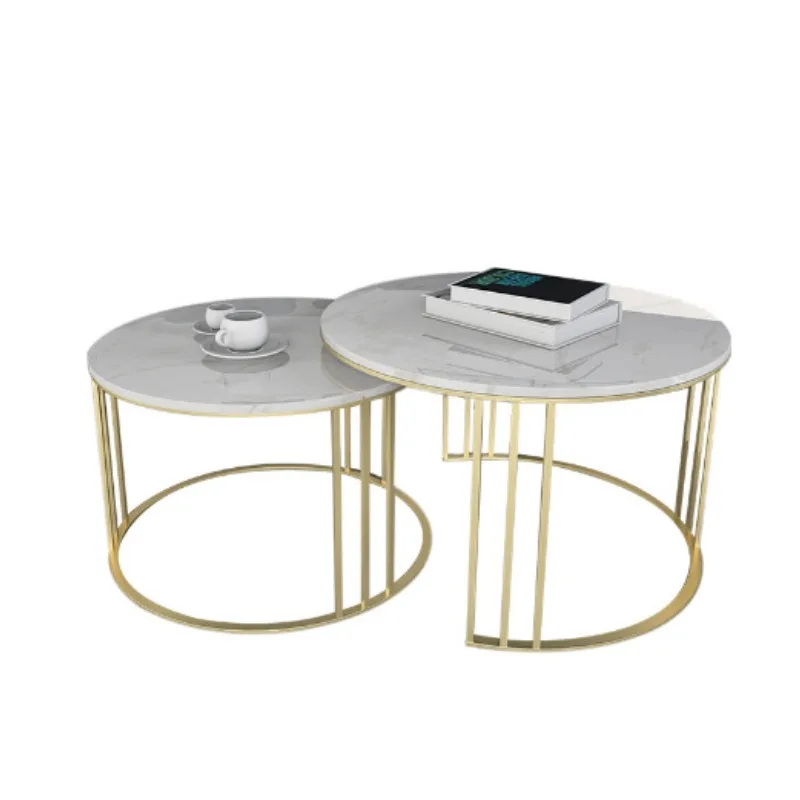 

Internet celebrity leisure, wrought iron marble slate coffee table, Nordic household small apartment size round coffee table com