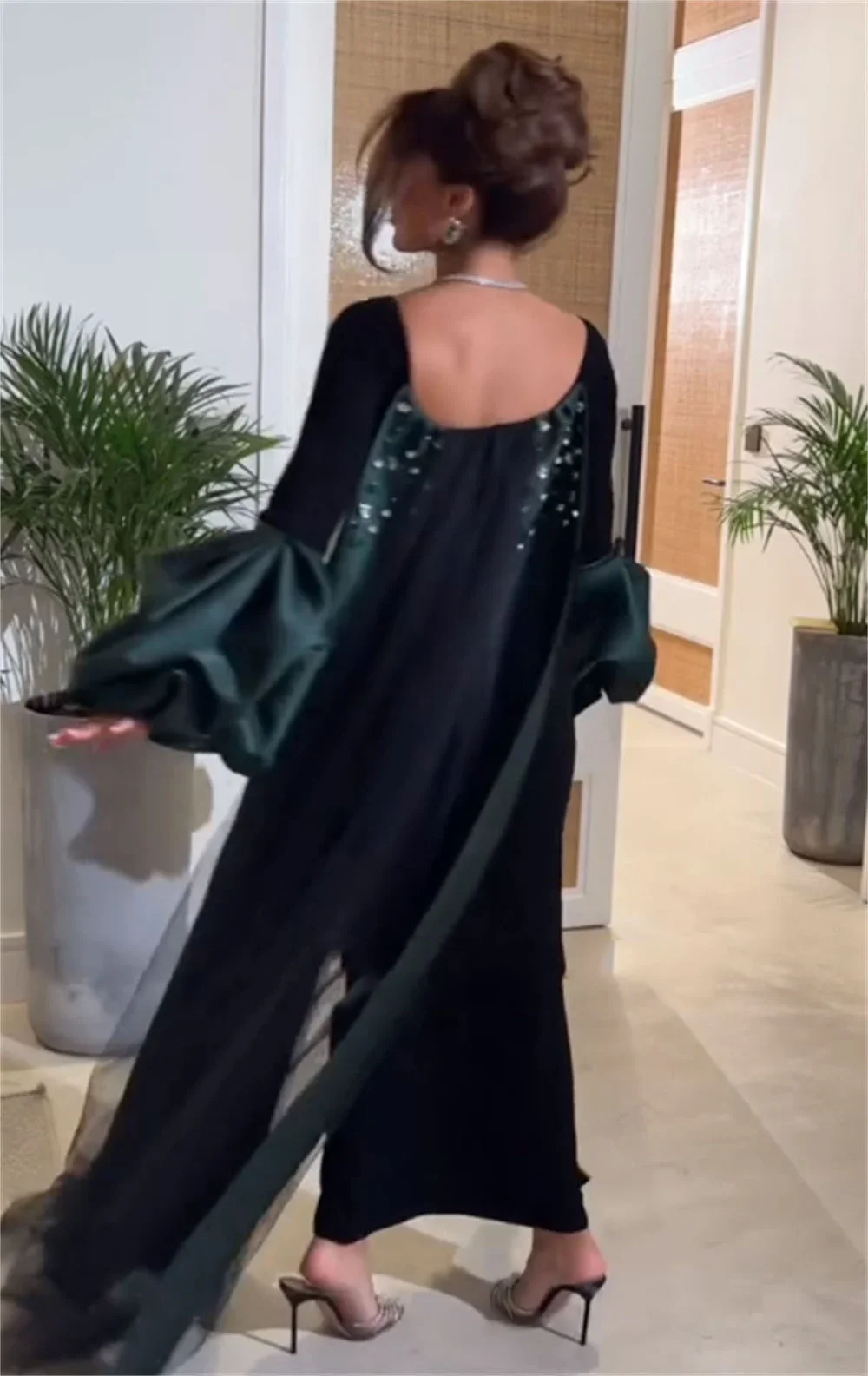 Customized Formal Gown Prom Saudi Arabia Evening Dress V-neck Column Anke Length Open Back Skirts Tulle Flouncing Bespoke Occa