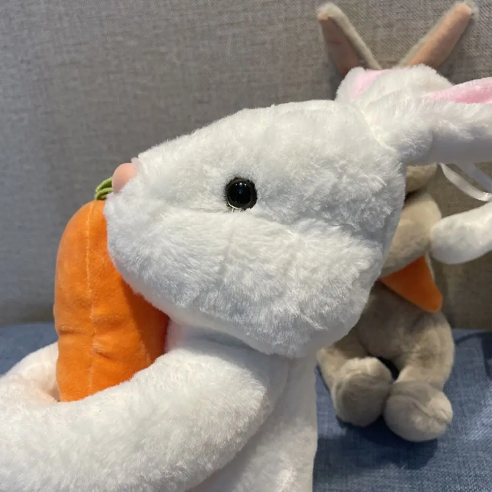 Cute White Grey Sitting Bunny Hugging Carrot Simulated Rabbit Doll Gifts For Kids Birthday Gift Easter Party Decor