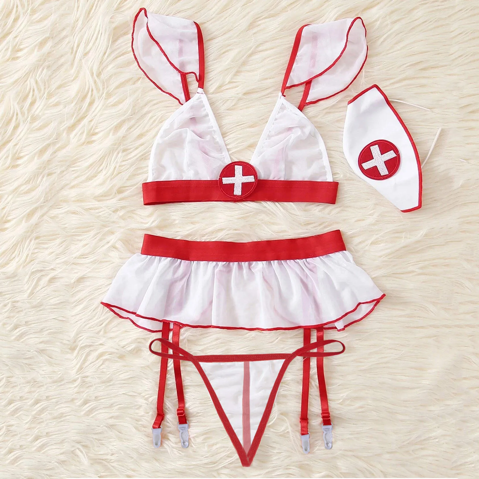 Sexy Lingerie Sets Woman Underwear Sexy Dress Cosplay Uniform Women Lingerie Set Erotic 3-Points Underwear Babydoll Costume