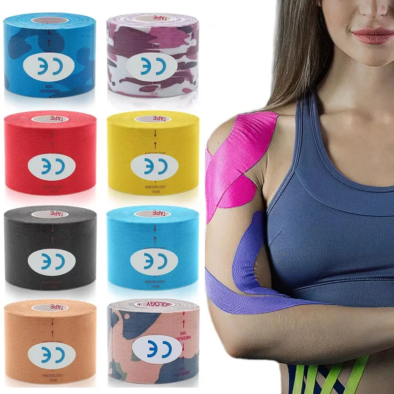 

6 шт. лента kinesio, лента для захвата, спортивная восстановление, эластичные наколенники для облегчения боли в мышцах, наколенники, поддержка повязки для фитнеса ﻿