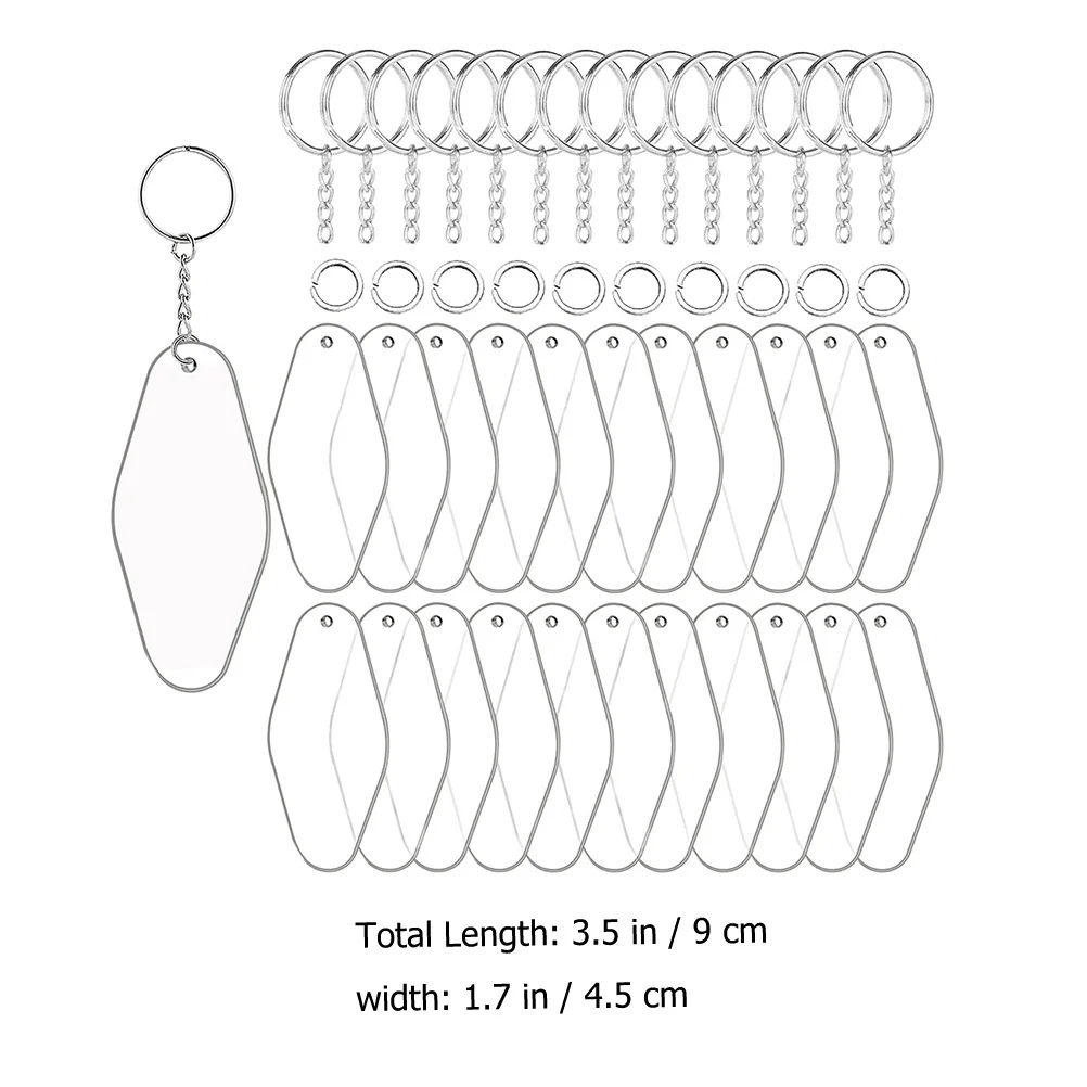 

30 комплектов пустых акриловых брелоков для ключей для ключей своими руками, подарок ручной работы, кулон, декор, этикетка для багажа, идентификационная бирка, органайзер для ключей