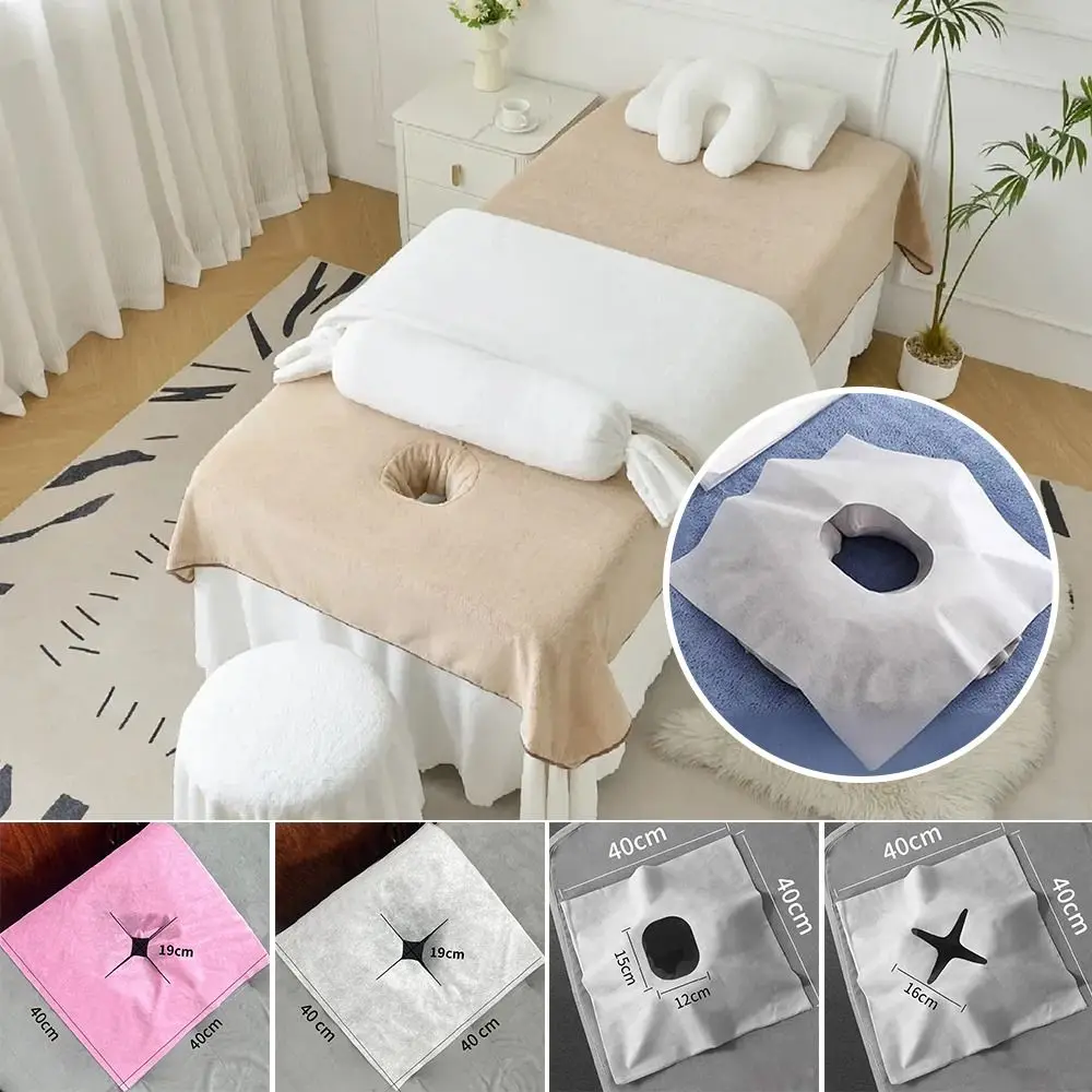 100PCS Disposable Massage Table Hole Towel Makeup Tool Beauty Essentials Massage Table Face Pads Face Cleaner Non-woven Fabric