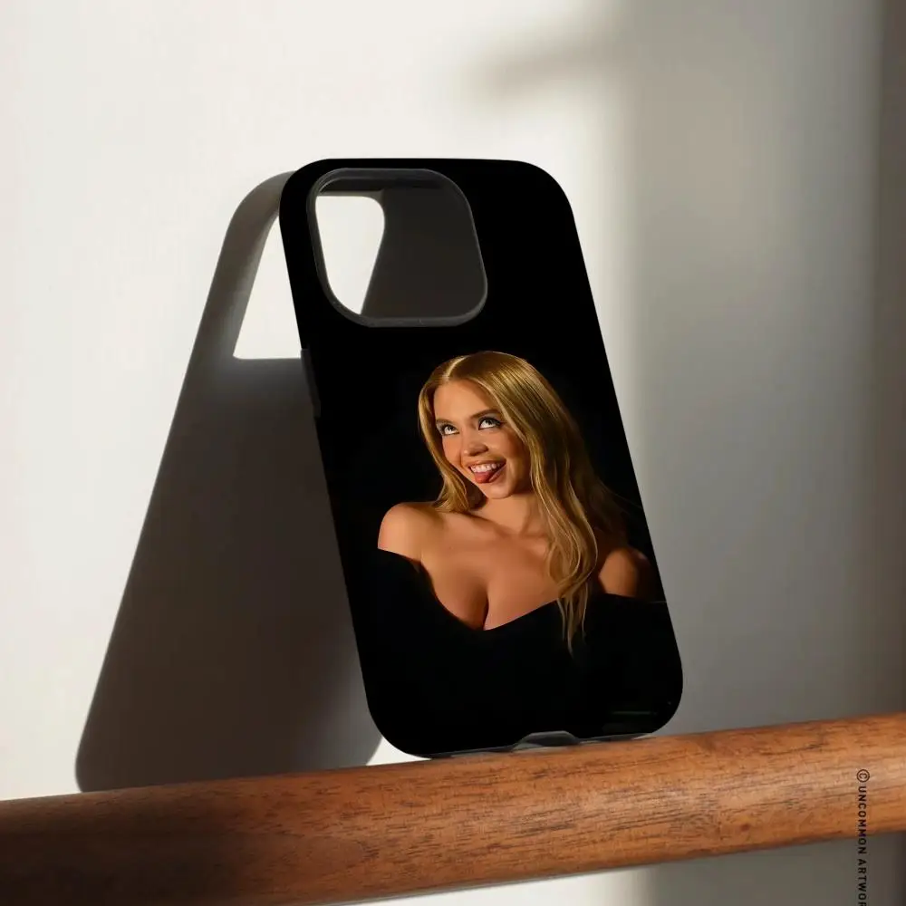 

Чехол для телефона S-Sydney Sweeney для iPhone 17, 16, 15, 14, 13, 12, Pro Max Plus, глянцевый HD двухслойный жидкий твердый корпус