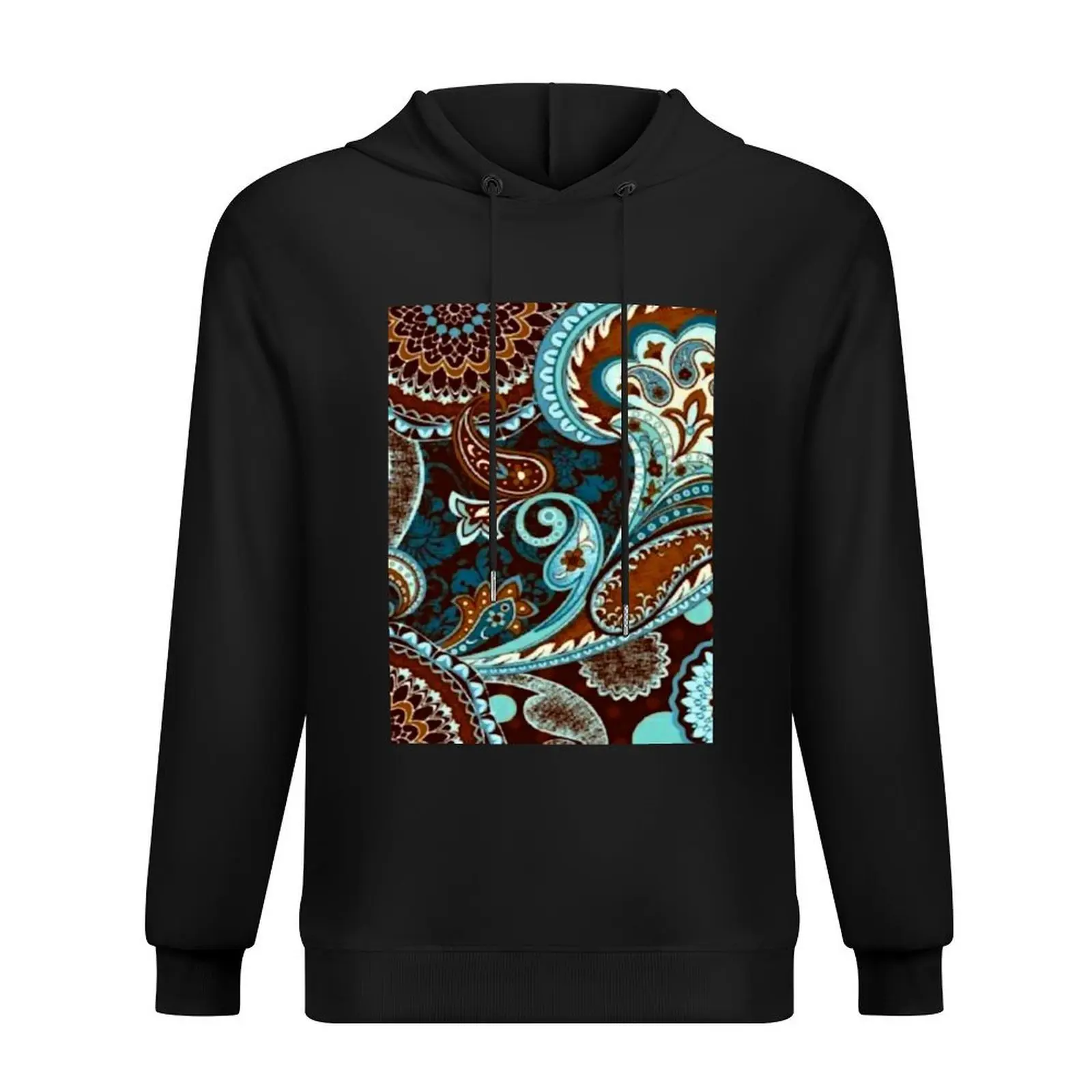 

Turquoise Brown Vintage Paisley Hoodie autumn clothes autumn jacket men anime clothing men clothes hoodie for men