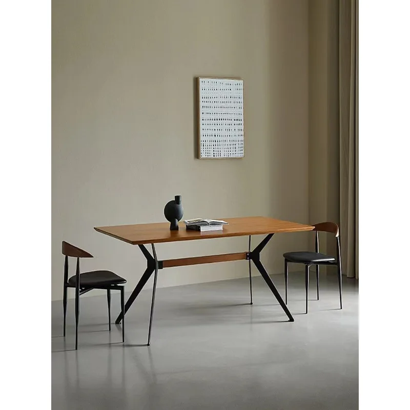 

Nordic imported ash wood dining table bench combination simple industrial style dining room furniture log long table desk