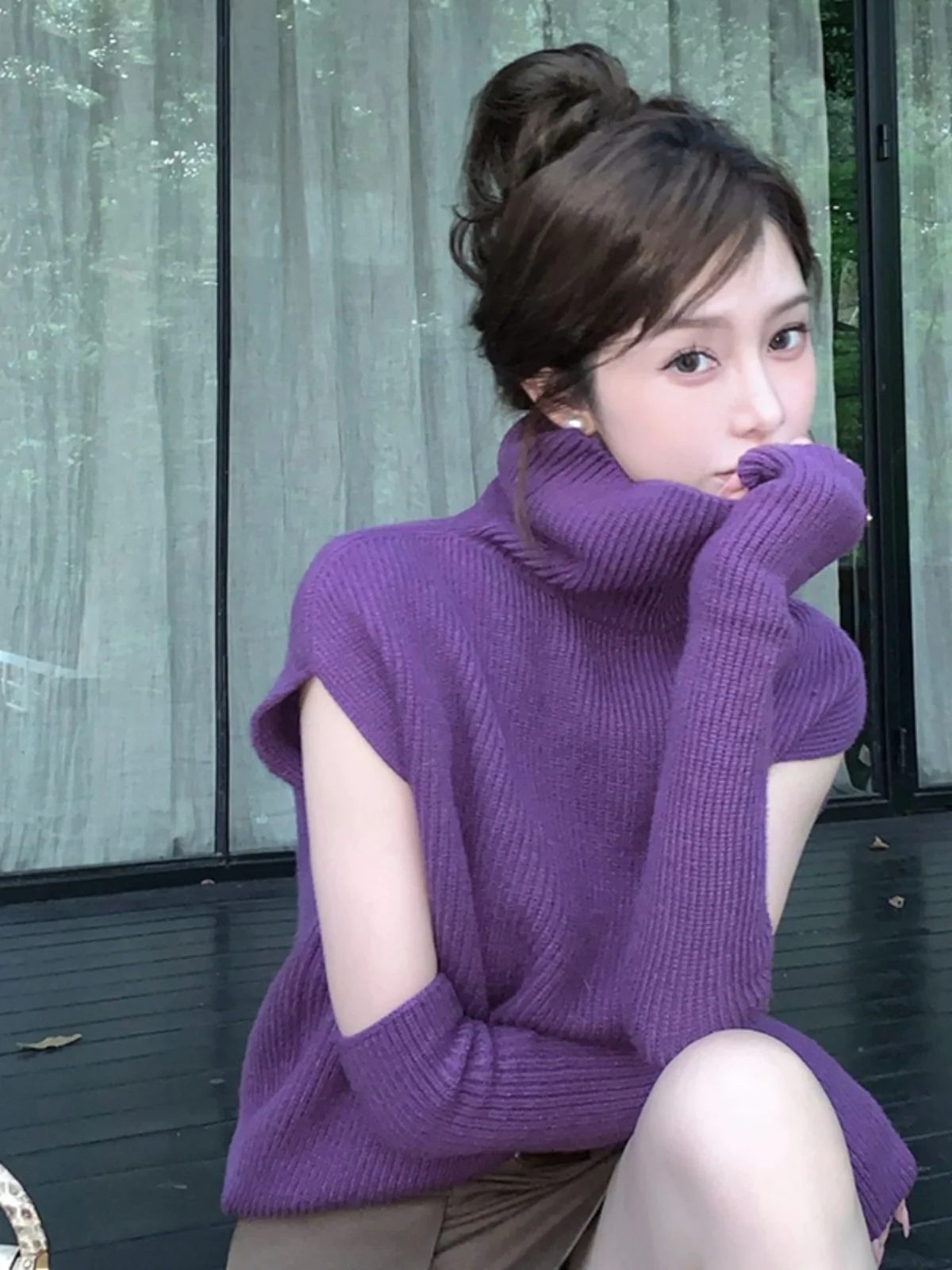 

Women Purple Pullover Knitted Sweater Harajuku Aesthetic Y2k Large Size Long Sleeves Sweaters Fashion Vintage 2000s Clothes 2025
