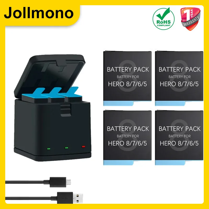 1220mAh GoPro Hero 7 hero 6 hero 5 Black Battery + LED dual Charger for Go Pro Hero7 hero6 hero5 Black camera AHDBT-501battery