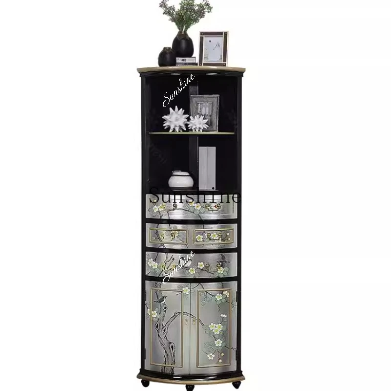 American Living Room Hand Painted Corner Shelves Bedroom Storage Triangular Corner Cabinet  FT
