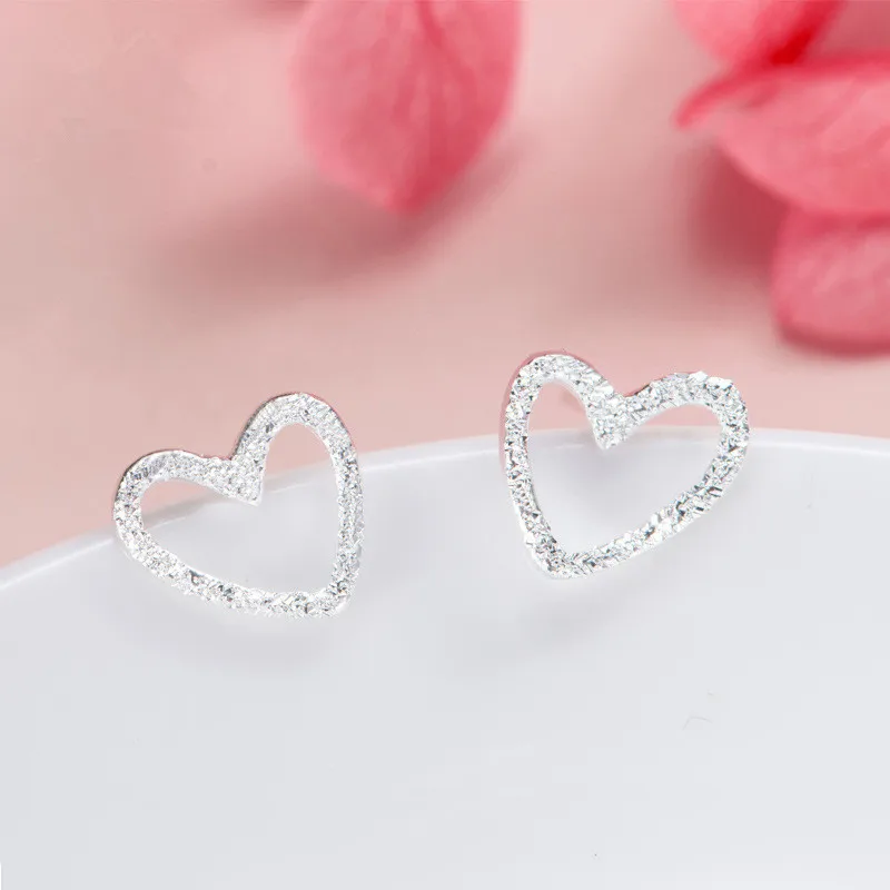 Boucles d'oreilles en forme de cœur plaqué argent 925 pour femmes et filles, bijoux simples, cadeau de mariage, fête d'anniversaire, eh049