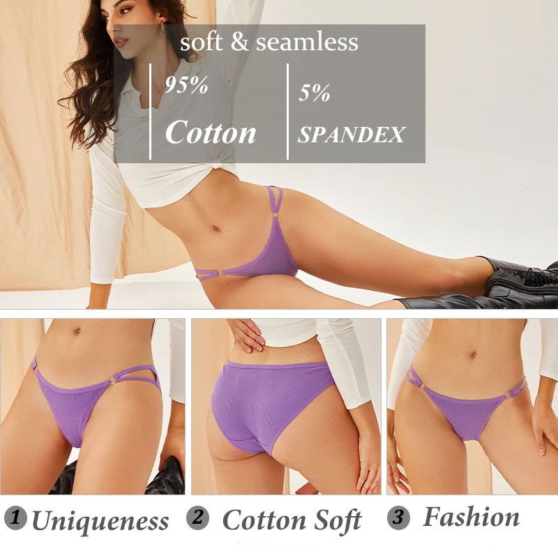 Women\'s Cotton Briefs Sexy Intimate Female Underpants Elasticity Comfortable Underwear Panties Lingerie S-XL Solid Color S-XL