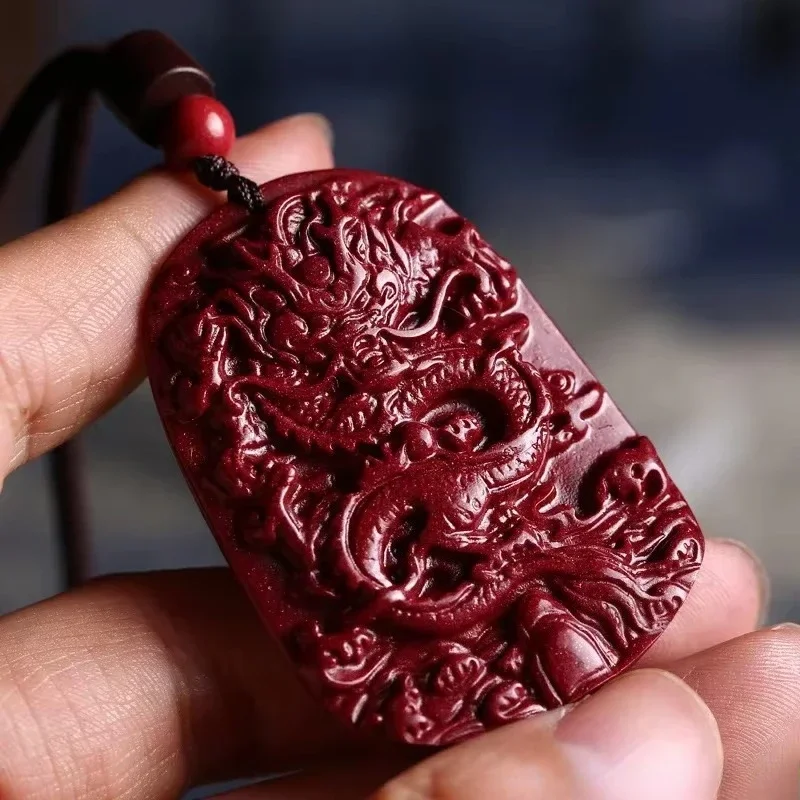 Cinnabar Pendant Purple Gold Sand King Dragon World Pendant Raw Mineral Necklace Raw Stone Male Jewelry Hand Carving Dragon