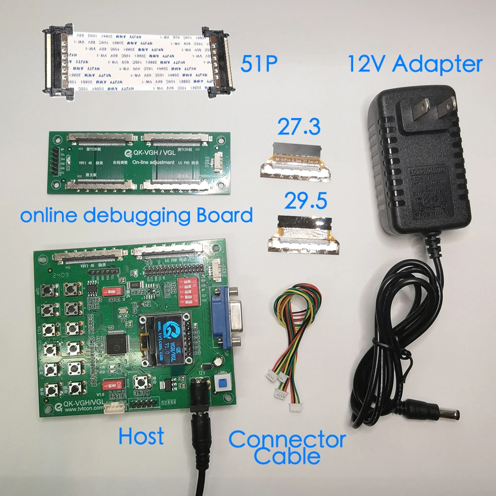 TCON VGH VGL voltage adjustment programmer voltage regulation Full Kit solves broken Y, repairs abnormal color horizontal lines