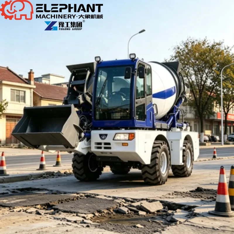 Mini Front Cab Self Loading Concrete Mixer Truck, 0.55m³ High Quality Diesel Construction Mixer Machinery
