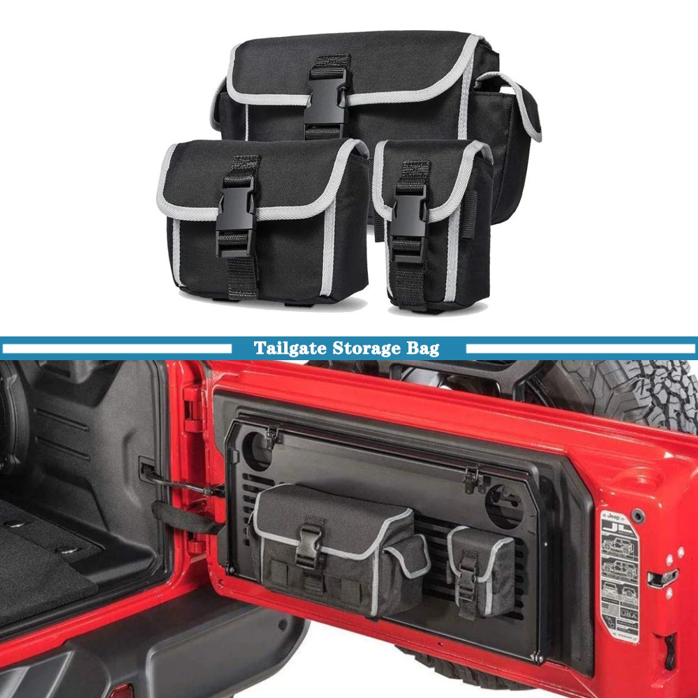 for Jeep Wrangler TJ JK JL Rubicon 1997-2023 Seatback Storage Bag Tailgate Door Organizers Pocket Car Interior Accessories Black