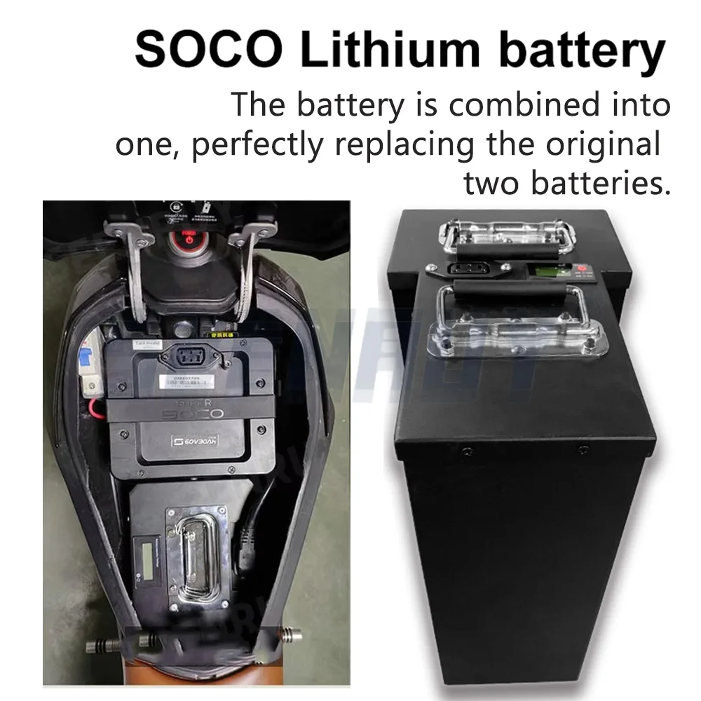 Super Soco TC TS Big Battery 60V 60Ah 75Ah 90Ah Original Replacement Large Capacity Support Bluetooth APP Display