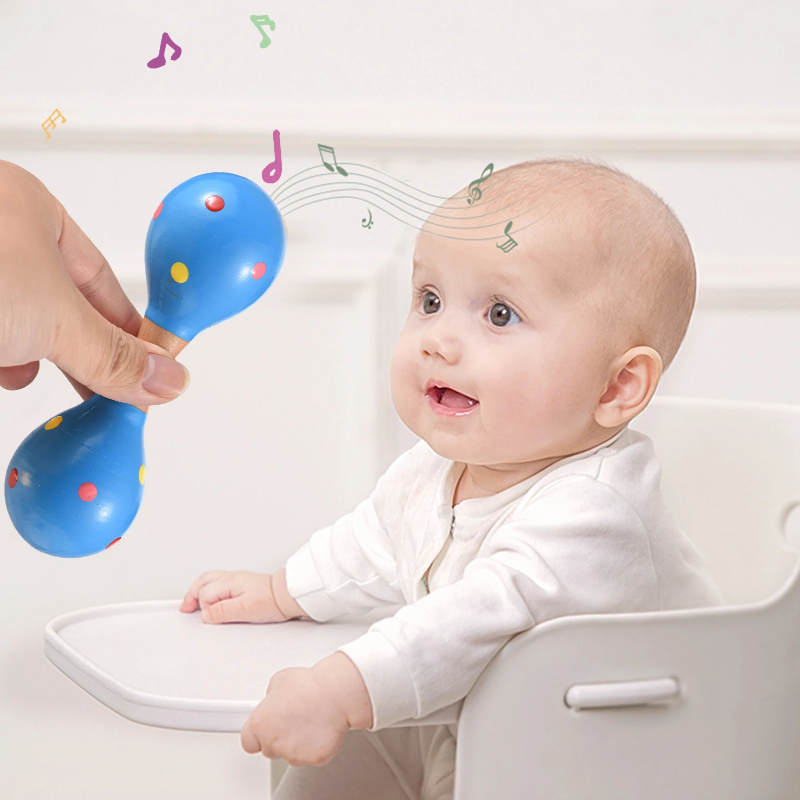 

4 шт. деревянные мини-маракасы-погремушки для малышей, милые разноцветные музыкальные игрушки для девочек и мальчиков, для малышей и детей ясельного возраста