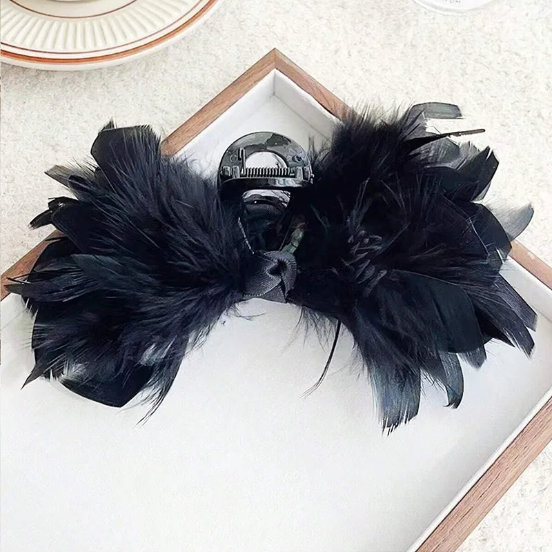 1 Stück Damen-Haarnadel mit mehrfarbigem Super-Fee-Straußhaar, großer Hai-Clip, modisch und hochwertig – Detail 7