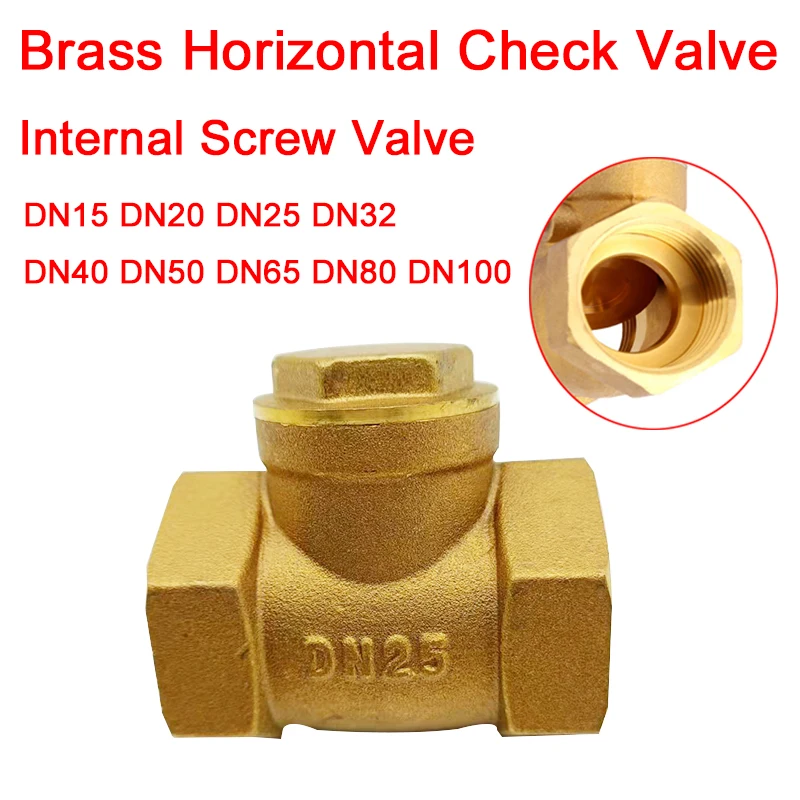 DN15 DN20 DN25 DN32 DN40 DN50 DN65 BSP Brass Internal Thread Check Valve Water Meter Pipe Valve One-way Horizontal Check Valve