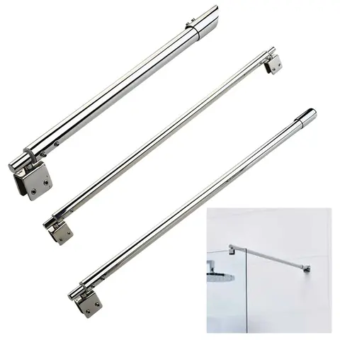 Shower Glass Door Fixed Rod Clamp Stainless Steel Adjustable Shower Screen Support Bar Arms For 8mm-12mm Glass Panel