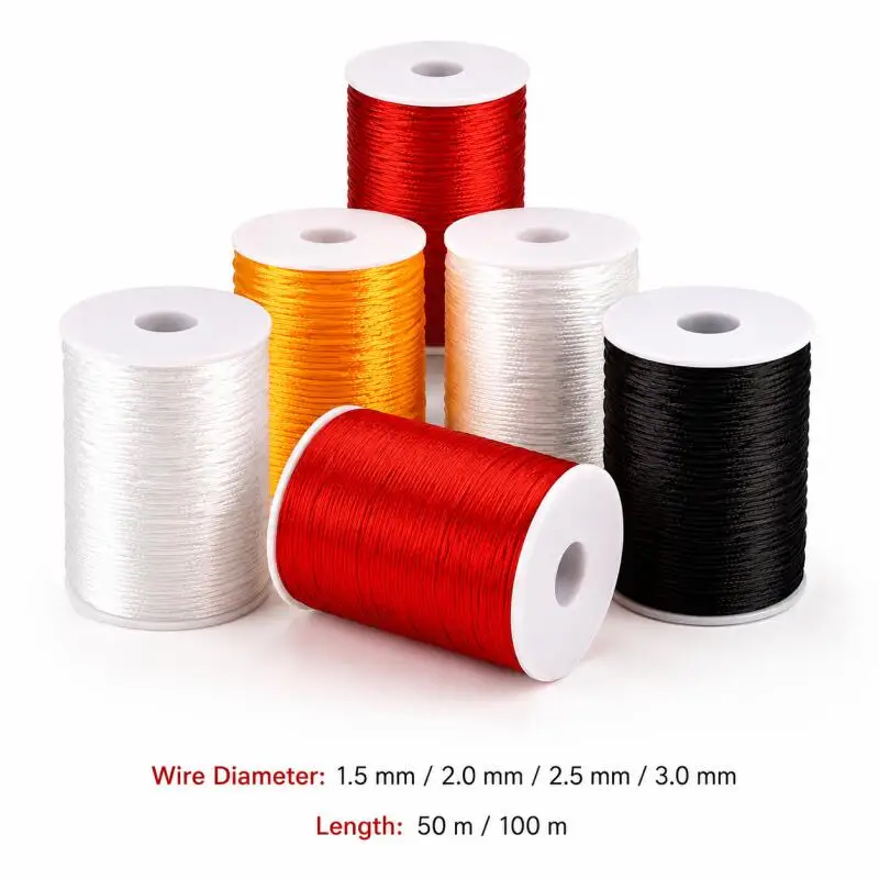 1,5/2/2,5/3MM Polyester Satin-Schnur Chinesische Knotenschnur 50/100m für DIY Schmuck Armband Herstellung – Detail 1