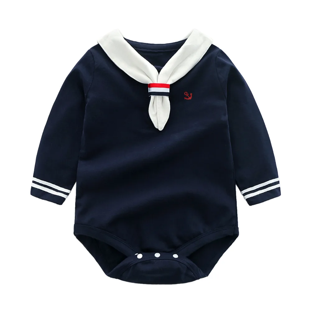 2022 New 2/3PCS/Lot Sailor Style Baby Bodysuits Soft Cotton Baby Boys Clothes Bow-knot Girls Clothing Newborn Roupas de Bebe