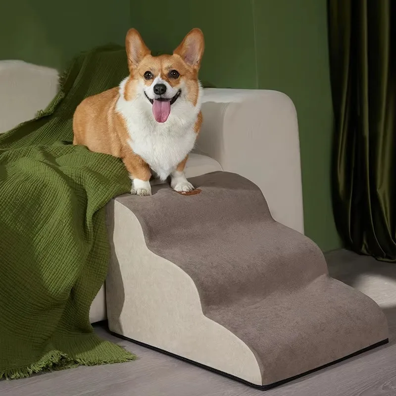 

Dog Stairs 2-Step Pet Ramp Ladder Anti-Slip Removable Closure Small Dog Bed Climbing Cage