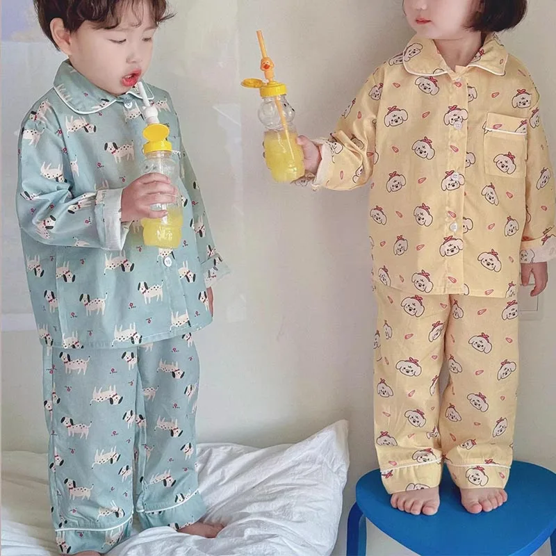 New Children's Homewear Pyjamas Set Baby Sleepwear Pijama Solid color Pajamas Suit Boys Girls Sleep Set Autumn Kids Loungewear