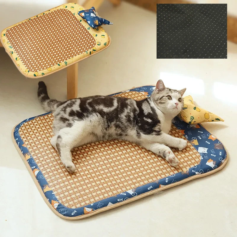 

1PC Cat Litter Cooler Summer Cooling Litter Mat Bite Resistant Waterproof Summer Rattan Mat Dog Mat Sofa Square Pet Sleeping Bed