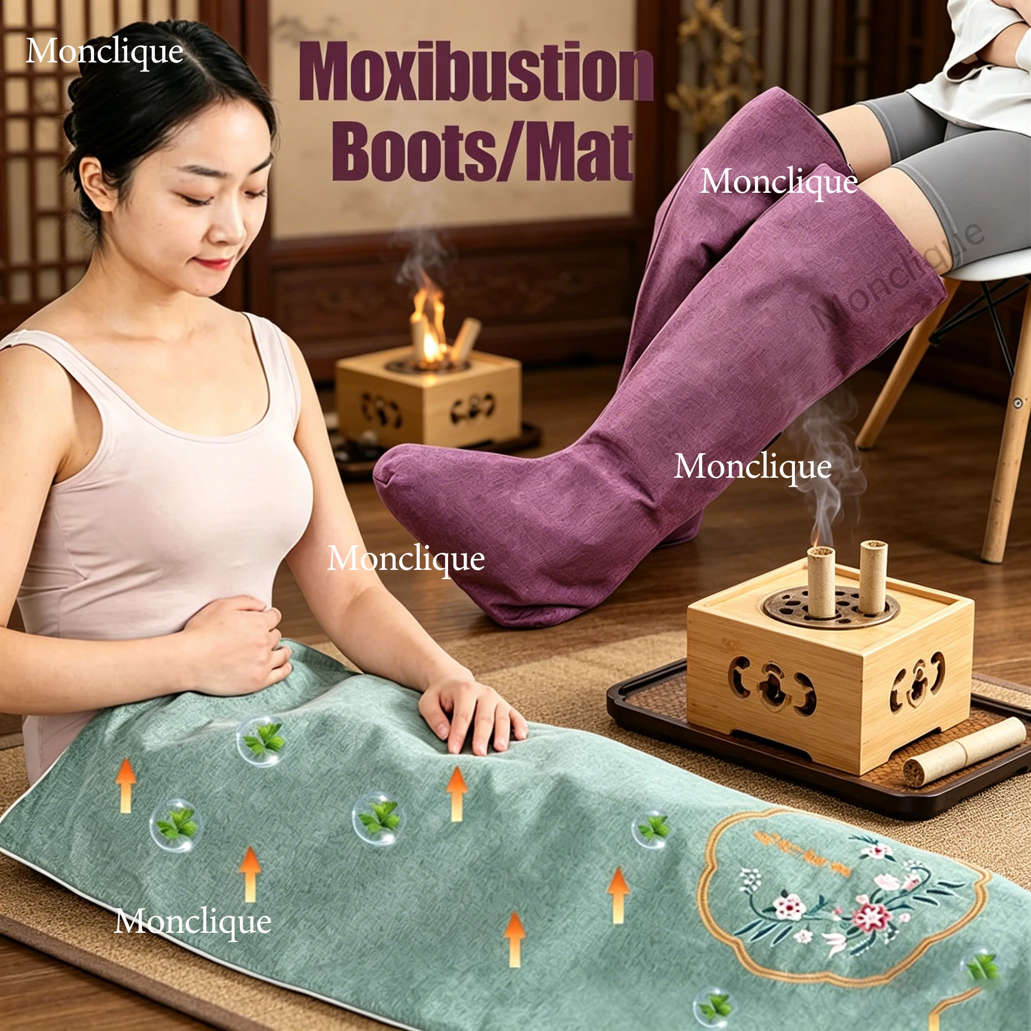 Electric Heating Leg Boots Moxibustion Hot Compress Package Hot Pressing Massage Relax Leg Soothe Meridians Electric Heating Pad