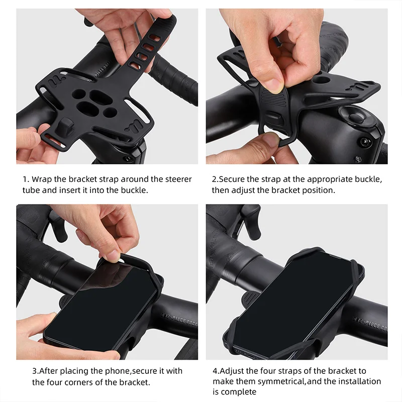 WEST BIKING 4-6.7 Inches Bicycle Motorcycle Mobile Phone Holder Bracket Silicone Support Silicone Pull Type For All Phone Stand