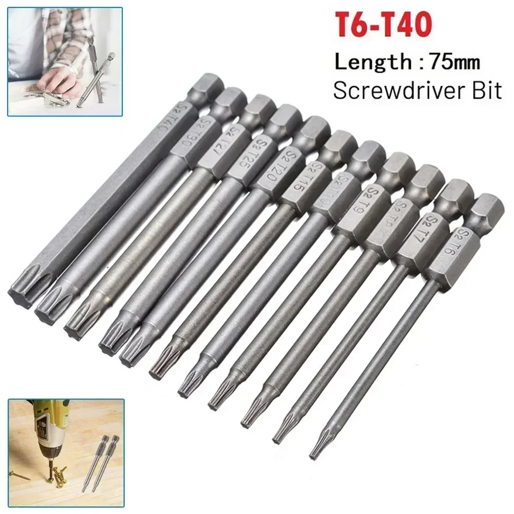 1pc Torx Screwdriver Bit 1/4 Inch Hex Shank Magnetic Screwdrivers Alloy Steel Screw Drivers Drill Bit Hand Tools Solid Screw