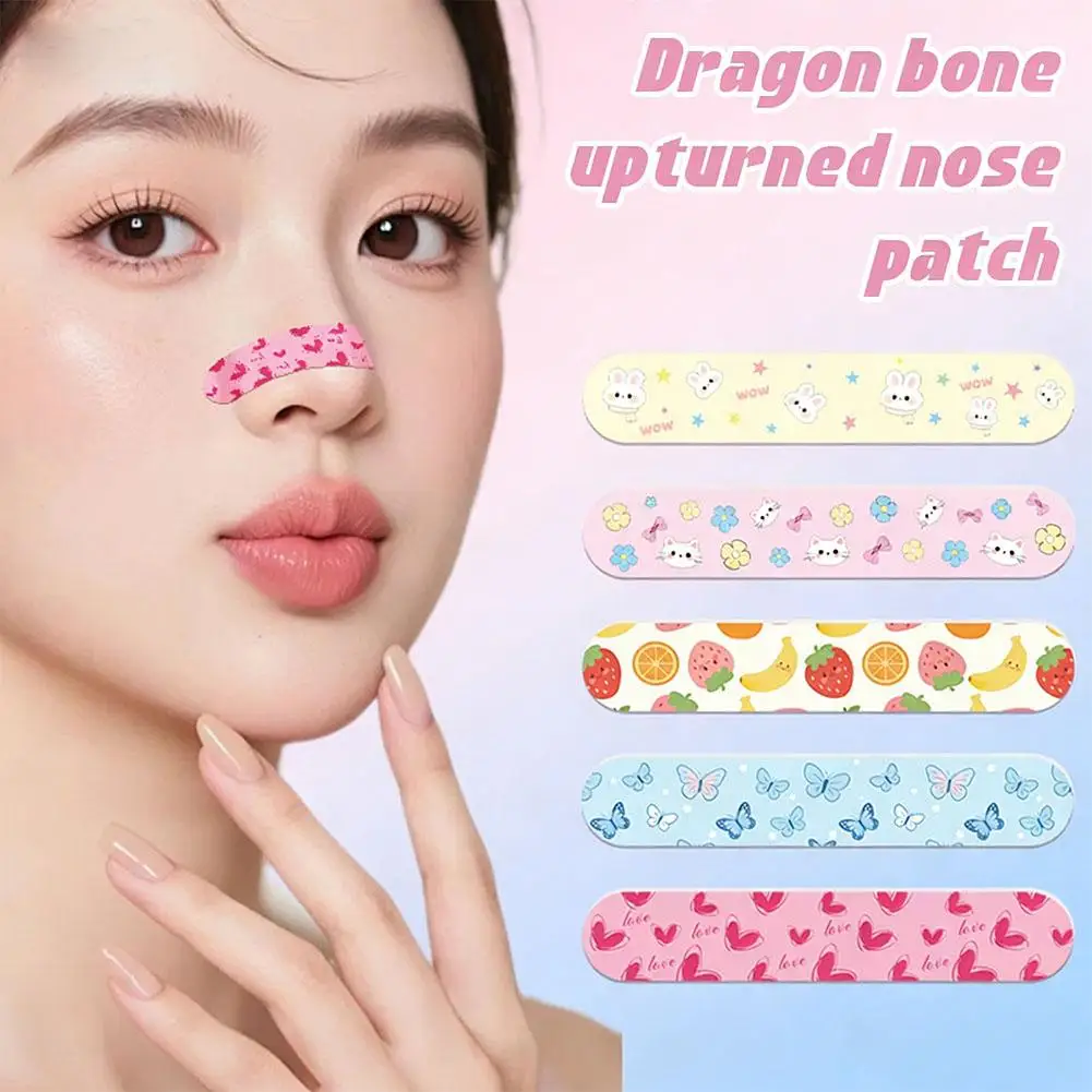 10/20/30pcs Memory Nose Shaping Patches 5 Assorted Patterns Pink Cat Yellow Bunny Fruit Medley Breathable Spunlace Fabric Bridge