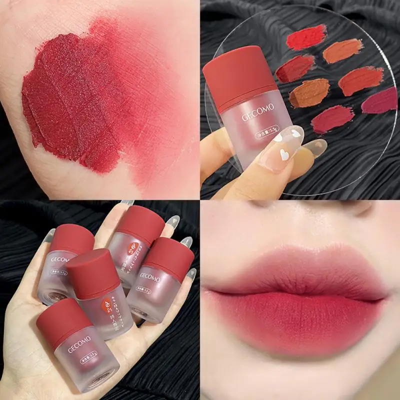 Natuurlijke Vochtinbrengende Crème Langdurige Lippen Balsem Niet Lip Borstel Modder Scheiding Designcosmetica Make-Up Gekomo 7 Kleuren Matte Lippenstift