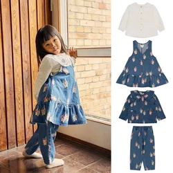 New KS Brand Toddler Kids Girls Cute Cats Print Dress camicetta a maniche lunghe t-shirt bambini giacca di jeans cappotti Jean Pants Clothes