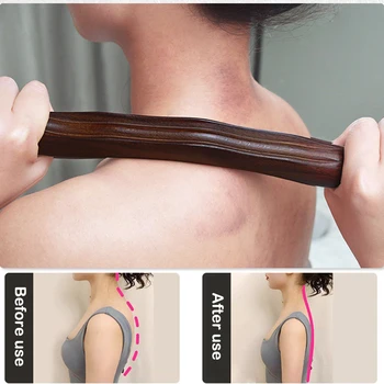 마사지 구아샤 스크래핑 스틱 도구, 등 어깨 목 허리 다리 마사지 도구, 천연 나무 빠른 구아샤, 1PC