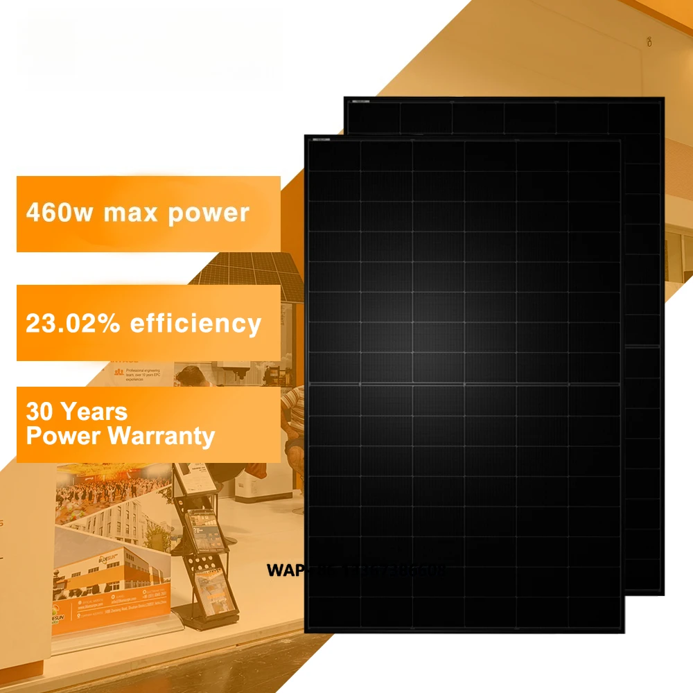 EU Stock Half Cell  Pure Black High Efficiency Solar Panels for Home Use Roof Bracket Solar Solution