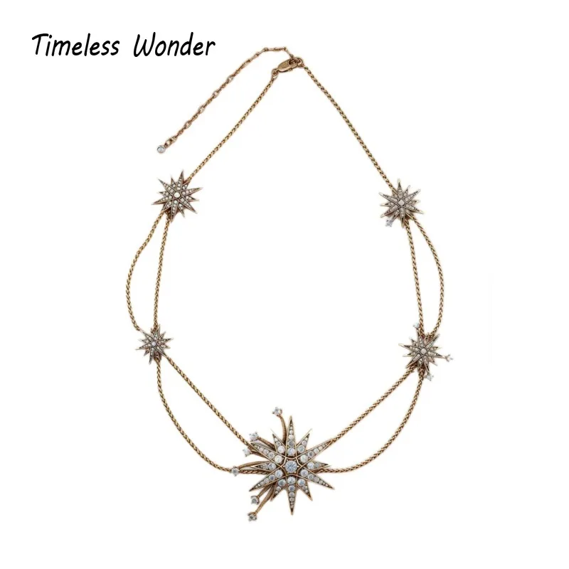 

Вневременное чудесное ретро-цирконовое ожерелье со звездой и луной, женское дизайнерское ювелирное изделие, роскошный сладкий подарок, редкий модный стильный комплект 1376