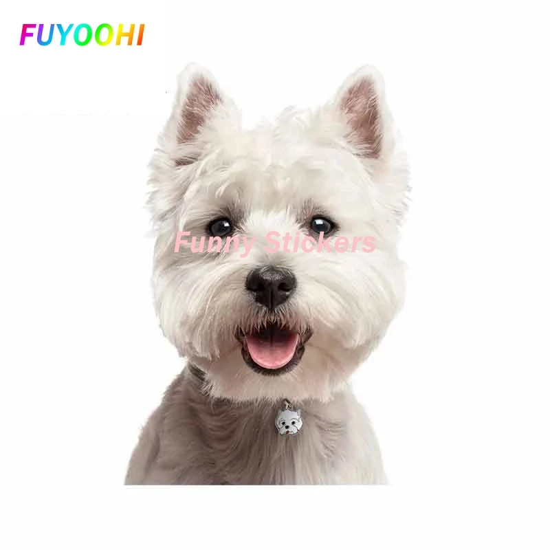 FUYOOHI Funny Stickers Exterior Accessories Personality Decal West Highland White Terrier Car Sticker Motorcycle Decorative