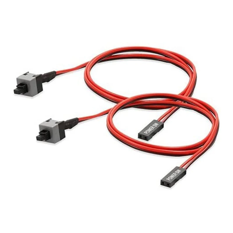 Computer Host Line Reset Cable on/Off Push Button 2 Pin with 2 Packs Length 0.5m